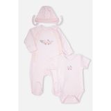 Bebetto Interlok Patikli Tulum Set 3lü (Cute Gırl) Pembe - 3 - 6 Ay
