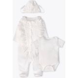 Bebetto Interlok Patikli Tulum Set 3lü (Pretty Gırl) Ekru - 3 - 6 Ay