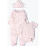 Bebetto Interlok Patikli Tulum Set 3lü (Pretty Gırl) Pembe - 3 - 6 Ay