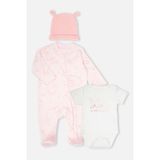 Bebetto Interlok Patikli Tulum Set 3lü (Rabbıt And Carrots) Pembe - 3 - 6 Ay
