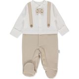 Bebetto Jakarlı Iki Ip Patikli Tulum (Baby Kıng/25) Bej - 3 - 6 Ay