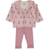Bebetto Kaşkorse Kapşonlu Hırka 3lü Takım (Strawberry) Gül Kurusu - 3 - 6 Ay