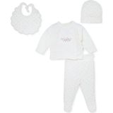 Bebetto Kız Bebek 5li Hastane Çıkışı Çiçek Baskılı Çıtçıtlı Bisiklet Yaka Long Sleeve Patikli - Yenidoğan - Ekru