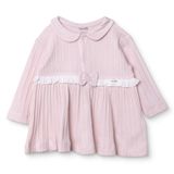 Bebetto Kız Bebek Elbise Çıtçıtlı Fırfırlı Yaka Uzun Kol - Pembe