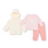 Bebetto Kız Bebek Sweatshirt-Hırka-Alt Çiçek Baskılı Fermuarlı Bisiklet Yaka Uzun Kol Patiksiz - Gül Kurusu
