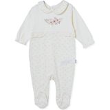 Bebetto Kız Bebek Tulum Çiçek Baskılı Çıtçıtlı Bisiklet Yaka Long Sleeve Patikli - Ekru - 6 - 9 Ay