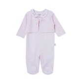 Bebetto Kız Bebek Tulum Çiçek Baskılı Çıtçıtlı Bisiklet Yaka Long Sleeve Patikli - Pembe