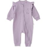 Bebetto Kız Bebek Tulum Hayvan Baskılı Fermuarlı Bisiklet Yaka Long Sleeve Patiksiz - Lila - 1 - 3 Ay