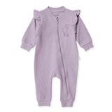 Bebetto Kız Bebek Tulum Hayvan Baskılı Fermuarlı Bisiklet Yaka Long Sleeve Patiksiz - Lila
