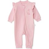 Bebetto Kız Bebek Tulum Hayvan Baskılı Fermuarlı Bisiklet Yaka Long Sleeve Patiksiz - Pembe - 1 - 3 Ay