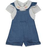 Bebetto Tencel Salopet 2li Takım (Flower Gırl) Mavi - 6 - 9 Ay