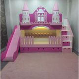 Bebetu Mobilya Hayal Kaydıraklı Yavru Yataklı Ranza - Pembe - 120 x 200 cm