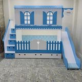 Bebetu Mobilya Lux Alaçatı Kaydıraklı Ranza - Mavi - 120 x 200 cm