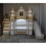 Bebetu Mobilya Lux Masal Kaydıraklı Neon Ledli Ranza - Sütlü Kahve - 100 x 200 cm