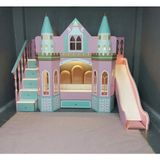 Bebetu Mobilya Masal Kaydıraklı Neon Ledli Ranza - Pembe - 100 x 200 cm