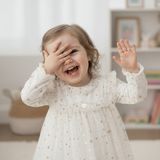 Bebeva Baby Altın Yıldızlı Tüllü Kız Bebek Doğum Günü Elbisesi - Ekru - 18 - 24 Ay - Beyaz - Ekru