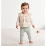 Bebeva Baby Kız Bebek Mint Çiçek Desenli Yelek, Body ve Fitilli Pantolon 3'lü Kombin Takım - 6 - 9 Ay