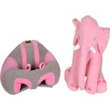 BEBEYATMAZ Bebek Destek Gri-Pembe Oturma Minderi Ve Pembe Uyku Fili