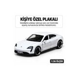 bebeym Porsche Taycan 1:36 Metal Araba - Kişiye Özel Plakalı Beyaz