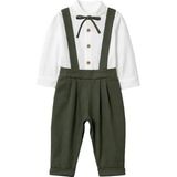 Bebezade 6/24 Ay Erkek Bebek 3'lü Erkek Bebek Takım Salopetli Ip Papyonlu Bebek Takımı Yazlık - 6 - 9 Ay - Haki - Beyaz