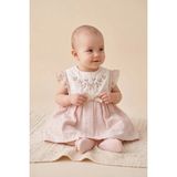 Bebezade Kız Bebek Yazlık Linen Flowers Nakış Detaylı Elbise - Pembe - 6 - 9 Ay