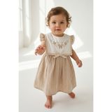 Bebezade Mevsimlik Kız Bebek Linen Flowers Nakış Detaylı Elbise
