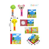 Bebi-şo Eğitici Bebek Aktivite Seti - Hışırtılı Yumuşak Kumaş Kitap ve 3'lü Peluş Çıngırak Seti Bebek Oyuncakları