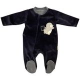 Bebidof Erkek Bebek Fermuarlı Penguenli Kadife Tulum - Lacivert - 6 - 9 Ay