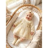 Bebila Baby Kız Bebek Mevlütlük Elbise Bandanalı Dantelli Yeni Doğan Hastane Çıkışı %100 Pamk Gelinlik Abiye 4029 - Natural - 6 - 9 Ay