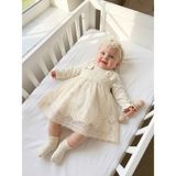 Bebila Baby Kız Bebek Mevlütlük Elbise Bandanalı Dantelli Yenidoğan Hastane Çıkışı Gelinlik Abiye %100 Pamuk Mevlitlik 4038 - Natural - 3 - 6 Ay
