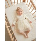 Bebila Baby Kız Bebek Mevlütlük Elbise Bandanalı Dantelli Yenidoğan Hastane Çıkışı Gelinlik Abiye Mevlitlik %100 Pamuk 4040 - Natural - 6 - 9 Ay