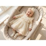 Bebila Baby Kız Bebek Mevlütlük Elbise Bandanalı Dantelli Yenidoğan Hastane Çıkışı Gelinlik Abiye Mevlitlik 4039 - Natural - 6 - 9 Ay