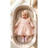 Bebila Baby Kız Bebek Mevlütlük Elbise Bandanalı Dantelli Yenidoğan Hastane Çıkışı Gelinlik Abiye Mevlitlik 4039 - Somon - 6 - 9 Ay
