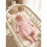 Bebila Baby Kız Bebek Mevlütlük Elbise Bebe Yaka Bandanalı Pelerinli Dantelli Yenidoğan Hastane Çıkışı Gelinlik % 100 Pamuk Abiye Mevlitlik 4032 - Pembe - 3 - 6 Ay