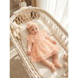 Bebila Baby Kız Bebek Mevlütlük Elbise Bebe Yaka Bandanalı Pelerinli Dantelli Yenidoğan Hastane Çıkışı Gelinlik % 100 Pamuk Abiye Mevlitlik 4032 - Somon - 3 - 6 Ay