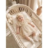 Bebila Baby Kız Bebek Mevlütlük Elbise Bebe Yaka Bandanalı Pelerinli Yazlık Dantelli Yenidoğan Hastane Çıkışı Gelinlik % 100 Pamuk Abiye Mevlitlik 4032K - Natural - 9 - 12 Ay