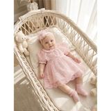 Bebila Baby Kız Bebek Mevlütlük Elbise Bebe Yaka Bandanalı Pelerinli Yazlık Dantelli Yenidoğan Hastane Çıkışı Gelinlik % 100 Pamuk Abiye Mevlitlik 4032K - Pembe - 3 - 6 Ay