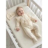 Bebila Baby Kız Bebek Mevlütlük Tulum Dantelli Şapkalı %100 Pamuklu Hastane Çıkışı Yenidoğan TK2018 - Natürel - 3 - 6 Ay