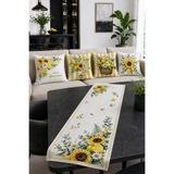 Bebişim Halı Sarı Limon ve Ayçiçeği Desenli Runner ve 4’lü Kırlent Kılıfı Seti Hello Lemon