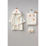 Bebitof %100 Pamuk Civciv Desenli Bebek Bornoz Seti Bbtf.ekr.30038