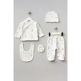 Bebitof %100 Pamuk Kirpi Desenli 5 Parça Hastane Çıkış Seti 0-3 Ay 50-56 Cm Ekru Bbtf.20131.03.ekr