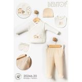 Bebitof %100 Pamuk Masal Treni Desenli 5 Parça Yenidoğan Hastane Çıkışı Zıbın Seti 0-3 Ay 50-56 Cm Bej Bbtf.20246.20.bej