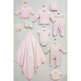 Bebitof %100 Pamuk Sweet Dreams Desenli 10 Parça Kutulu Yenidoğan Hastane Çıkışı Zıbın Seti Pembe Bbtf.pmb.10097.02