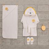 Bebitof Aslanlı Bebek Bornoz Seti 30024 - Sarı - 0 - 1 Yaş