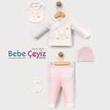 BEBİTOF Çiçekli 5'Li Hastane Çıkışı ( Ekru )
