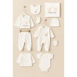 Bebitof Kuzu Desenli Unisex 10 Parça Zıbın Seti Yumuşak Pamuklu Kumaşla Hastane Çıkışı