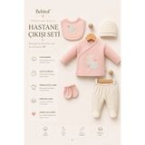Bebitof Moon Dreams 5 Parça Kız Bebek Hastane Çıkışı Seti Pudra – Yenidoğan Zıbın Takımı Hastane Çıkışı Seti - 0- 3 Ay - Pembe