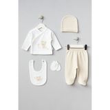 Bebitof My Baby Kumsal % 100 Coton 10 Lu Hastane Çıkışı Yeni Sevimli Kaplan Desenli Ekru 10095 - Yenidoğan - 01.Ekru