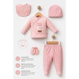 Bebitof Petit Baby My Flying Duck 2 Parça Unisex Bebek Takımı Pudra – Uzun Kollu Üst ve Ayaklı Alt Yenidoğan Takımı Hastane Çıkışı Seti - 0 - 3 Ay - Pembe