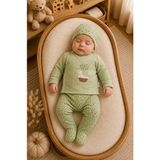 Bebitof Petit Baby My Flying Duck 2 Parça Unisex Unisex Bebek Takımı Pudra – Uzun Kollu Üst ve Ayaklı Alt Yenidoğan Takımı Hastane Çıkışı Seti - 0 - 3 Ay - Yeşil